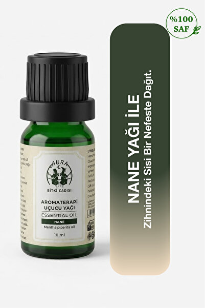 Aura Bitki Cadısı %100 Saf Nane Aromaterapi Uçucu Yağı - Ferahlatıcı Etki, Ba...