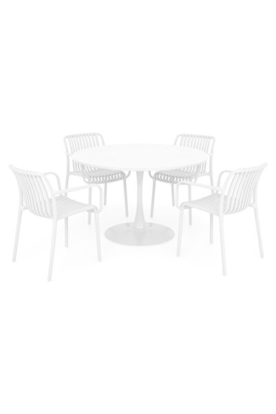 Maison Mex Garden/terrace furniture set 4 chairs and table PLEZURO/ALPINE, white