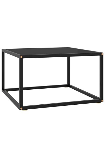 Concept Masă de cafea, neagră cu sticlă neagră, 60x60x35 cm