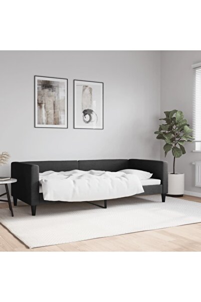 Concept Pat de zi, negru, 90x200 cm, material textil