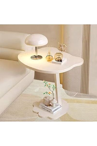 KEKE طاولة جانبية بيضاوية ضيقة وعصرية - طاولة جانبية صغيرة وثابتة للأريكة وغر...