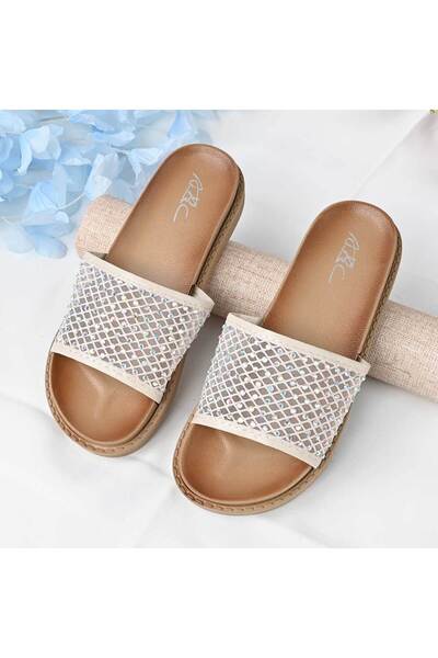 Tmall Дамски ежедневни чехли, с кристали, PD1094, телесен цвят