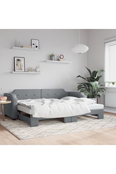 Concept Pat de zi cu extensie, gri deschis, 80x200 cm, material textil