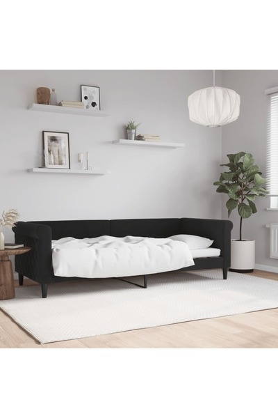 Concept Κρεβάτι ημέρας, μαύρο, 80x200 εκ., Βελούδο