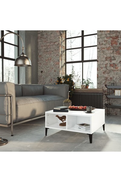 Concept Τραπεζάκι σαλονιού, γυαλιστερό λευκό, 60x60x30 cm, μοριοσανίδα