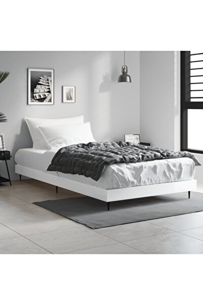 Concept Σκελετός κρεβατιού, γυαλιστερό λευκό, 90x190 cm, επεξεργασμένο ξύλο