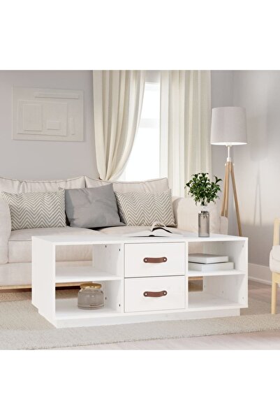 Concept Masă de cafea, albă, 100x50x41 cm, lemn masiv de pin