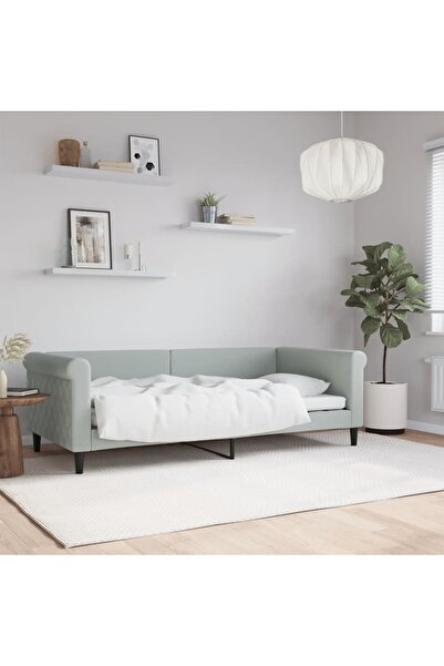 Concept Cadru de pat, gri deschis, 90x190 cm, catifea