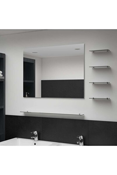 Concept Oglindă de perete cu 5 rafturi, argintiu, 80 x 60 cm