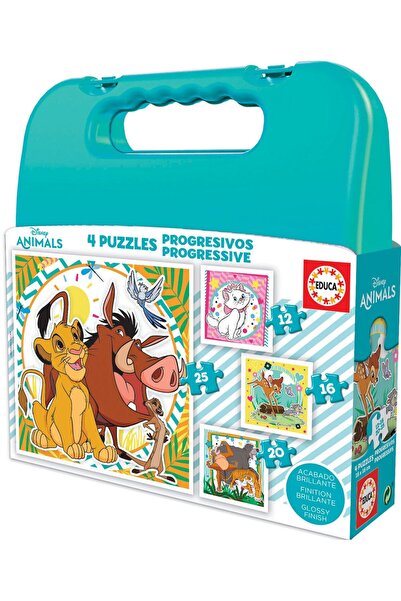 Educa Puzzle مجموعة ألغاز ديزني للحيوانات 12+16+20+25 قطعة (في صندوق بلاستيكي)