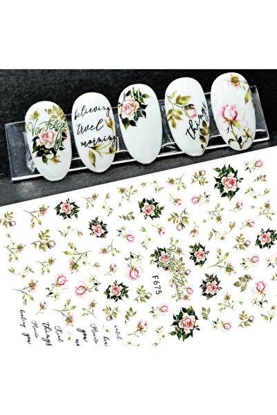 delis Marquise nail stickers, STICKER33, Green/Pink