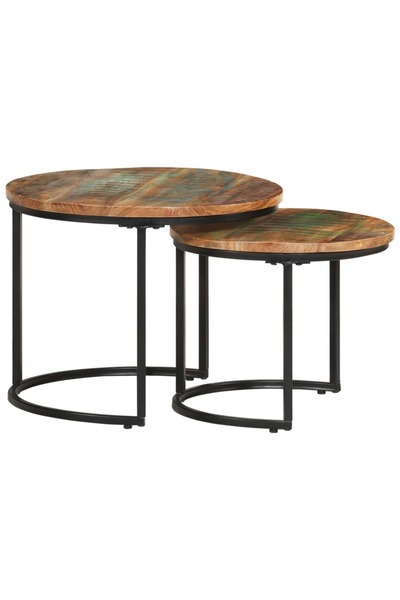Concept Στοιβαζόμενα τραπεζάκια σαλονιού, 2 τεμ., από συμπαγές ανακυκλωμένο ξύλο
