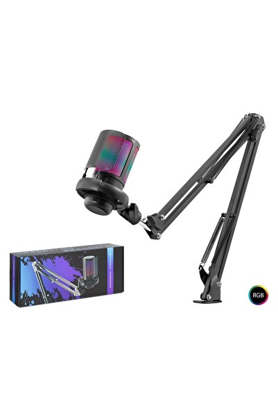 HADRON ME6S35B Gaming RGB Mikrofon Seti Boom Mikrofon Kolu Type-C 192kHz 24Bi...