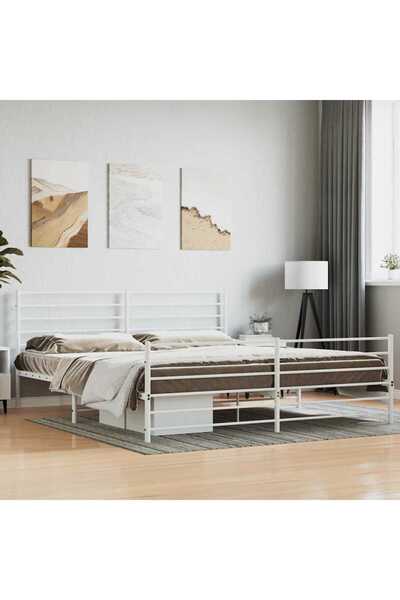 Concept Μεταλλικός σκελετός κρεβατιού με κεφαλάρι/πόδι, λευκό, 180x200 εκ.