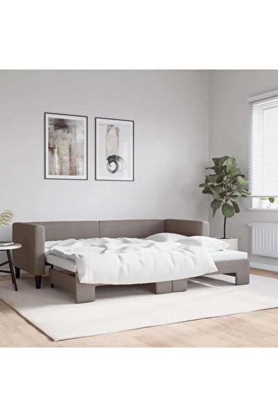 Concept Κρεβάτι ημέρας με προέκταση, γκρι-μπεζ, 80x200 cm, ύφασμα