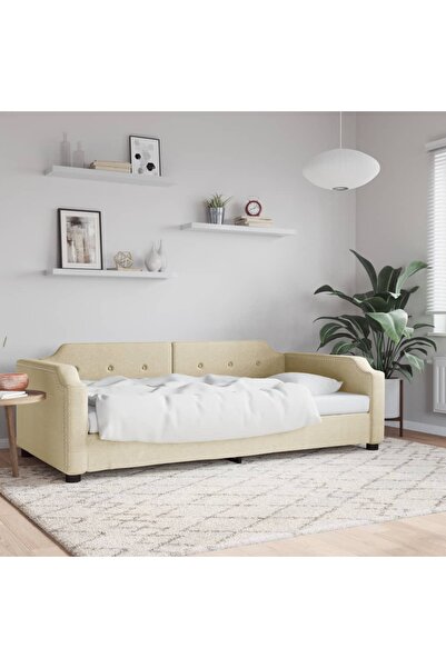 Concept Cadru de pat, crem, 100 x 200 cm, material textil