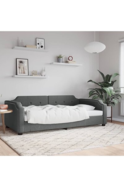 Concept Cadru de pat, gri închis, 100 x 200 cm, material textil