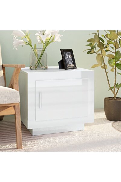 Concept Masă de cafea, alb lucios, 51x50x45 cm, lemn compozit