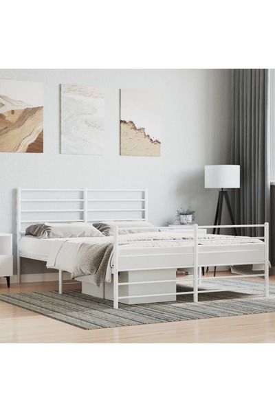 Concept Cadru de pat metalic cu tăblie, alb, 160x200 cm