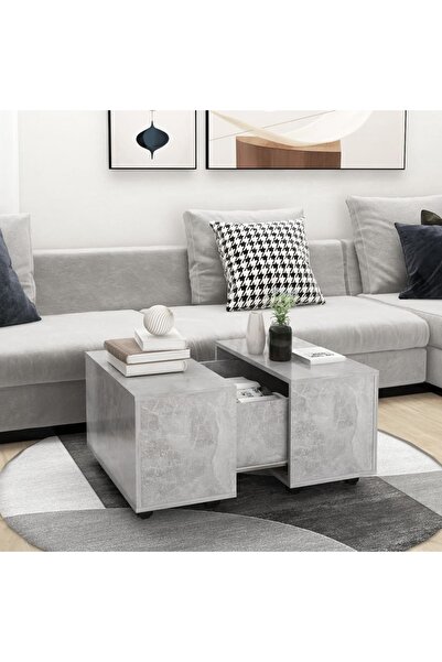 Concept Τραπεζάκι σαλονιού, γκρι σκυροδέματος, 60x60x38 εκ., μοριοσανίδα