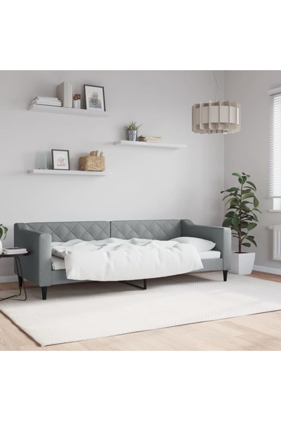 Concept Cadru de pat, gri deschis, 80x200 cm, material textil