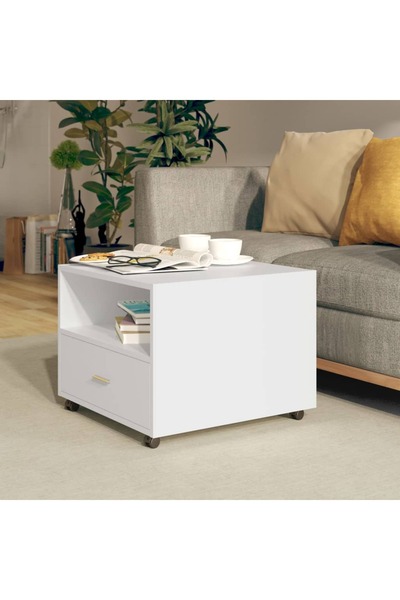 Concept Τραπεζάκι σαλονιού, λευκό, 55x55x40 εκ., επεξεργασμένο ξύλο