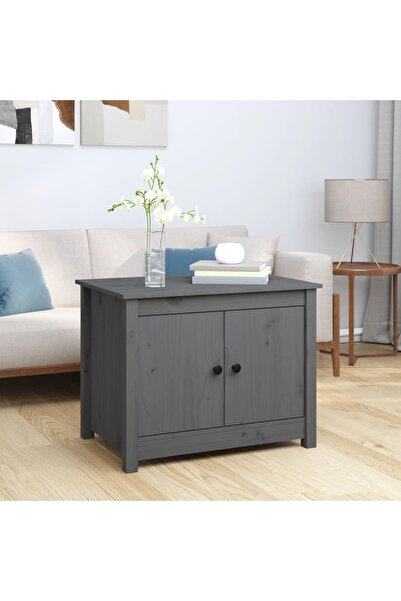 Concept Τραπεζάκι σαλονιού, γκρι, 71x49x55 εκ., μασίφ ξύλο πεύκου