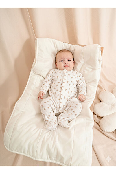 Kidaxi Jacquard Printed Brown Jumpsuit with Booties 1-3/3-6/6-9/9-12 Months