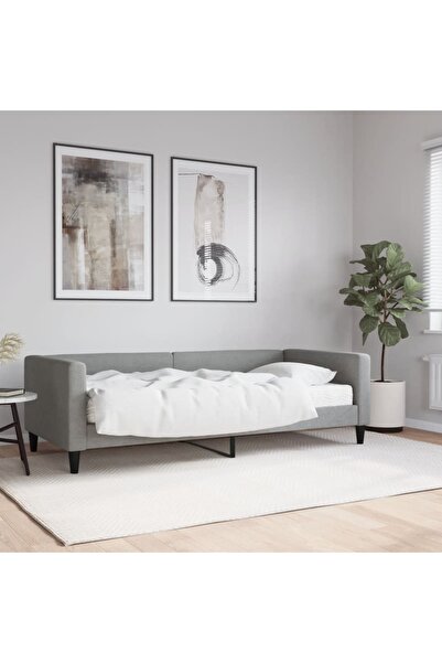 Concept Κρεβάτι ημέρας με στρώμα, ανοιχτό γκρι, 90x200 cm, ύφασμα