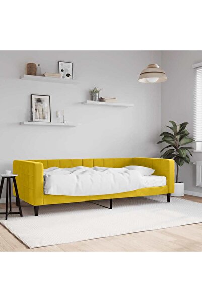 Concept Κρεβάτι ημέρας με στρώμα, κίτρινο, 90x200 cm, Βελούδο
