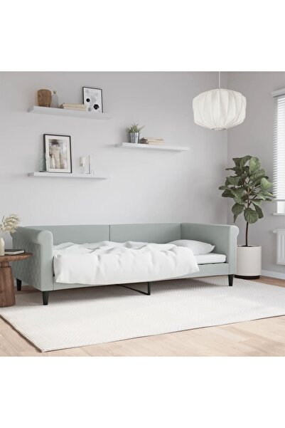 Concept Σκελετός κρεβατιού, ανοιχτό γκρι, 90x200 εκ., Βελούδο