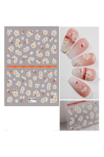 delis 3D Marquise nail stickers, STICKER36, White/Red
