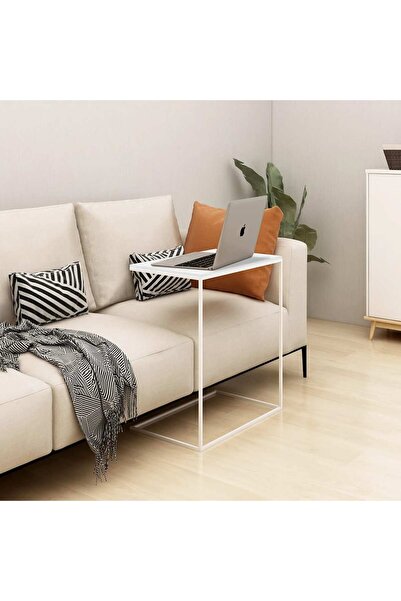 Concept Masă laterală, albă, 55x35x66 cm, lemn compozit