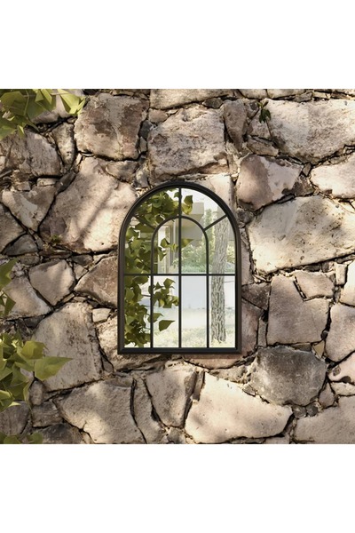 Concept Oglindă de grădină, negru, 60x45 cm, fier pentru uz exterior