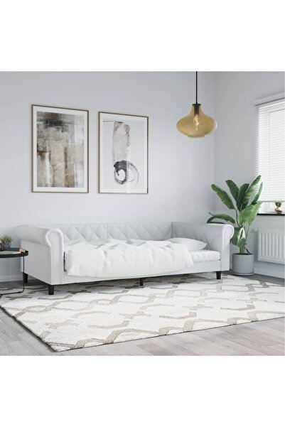 Concept Cadru de pat, alb, 90x200 cm, piele ecologică