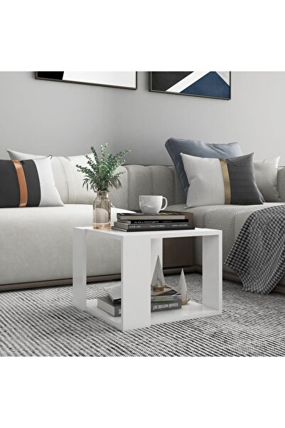 Concept Masă de cafea, albă, 40x40x30 cm, lemn compozit