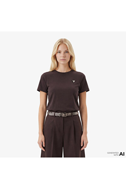 Guess Sonia Aktif Modal Karışımlı Slim Fit Kadın Kahverengi T-Shirt