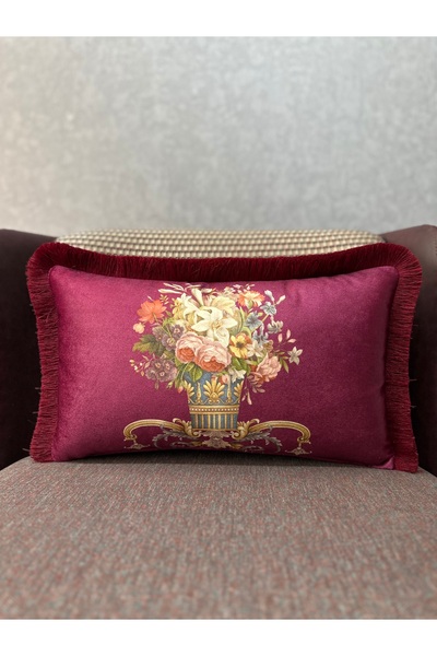 Fabricland Imported İ Silk a Velvet Işne Çürüğü Rectangular Classic Floral Pü...