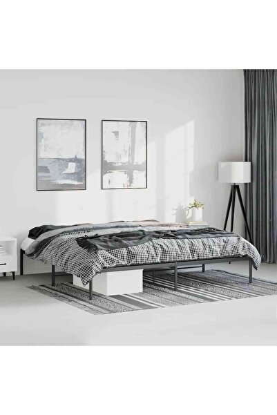 Concept Μεταλλικό πλαίσιο κρεβατιού, μαύρο, 193x203 εκ.