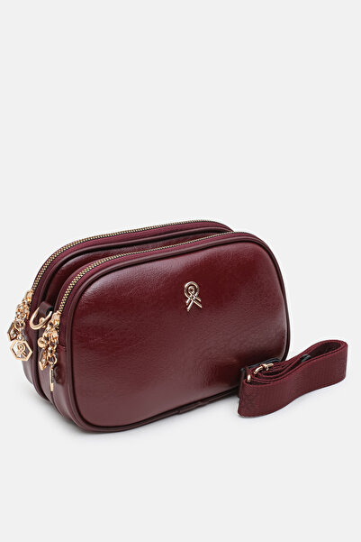 Cochines Γυναικείο μπορντό Klasya Δερμάτινο με Τσάντα ώμου θήκες, λουράκι κολ...