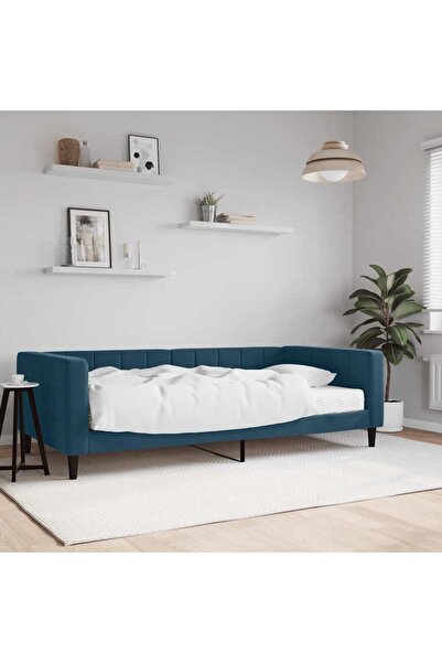 Concept Κρεβάτι ημέρας με στρώμα, μπλε, 100x200 cm, Βελούδο