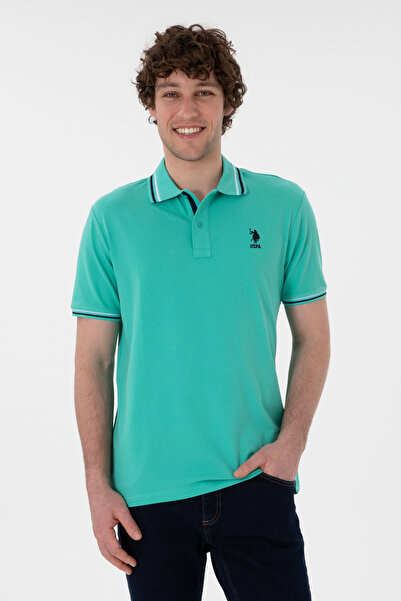 U.S. Polo Assn. Tricou Polo Bărbați Verde Mentă Cu Detalii Guler Și Logo Brodat
