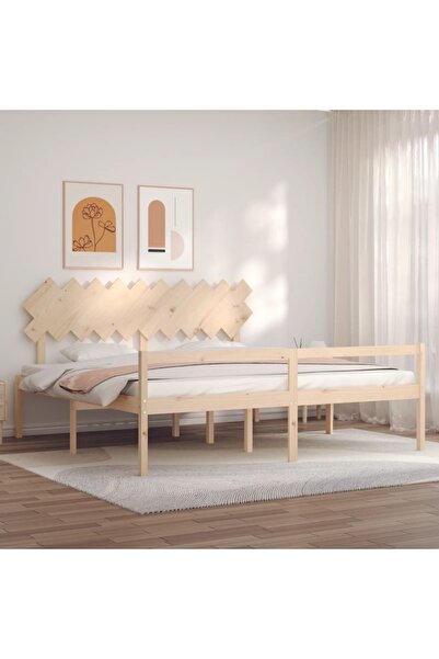 Concept Cadru de pat cu tăblie 200x200 cm, lemn masiv de pin