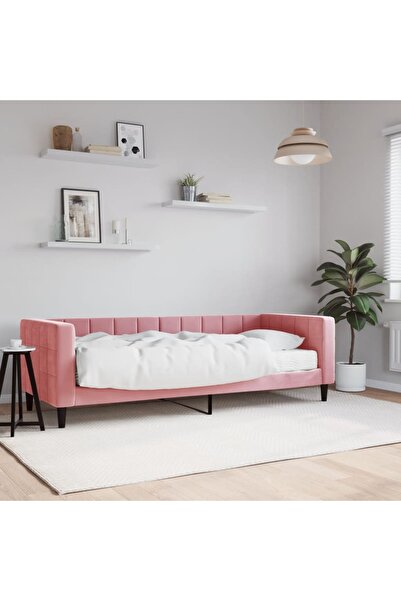 Concept Κρεβάτι ημέρας με στρώμα, ροζ, 80x200 cm, Βελούδο