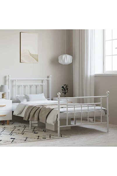Concept Μεταλλικός σκελετός κρεβατιού με κεφαλάρι/πόδι, λευκό, 100x190 εκ.