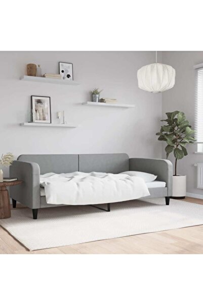 Concept Cadru de pat, gri deschis, 100 x 200 cm, material textil