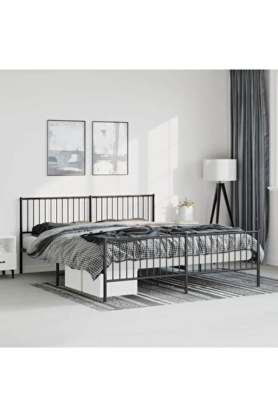 Concept Μεταλλικό σκελετό κρεβατιού με κεφαλάρι/πόδι, μαύρο, 183x213 εκ.