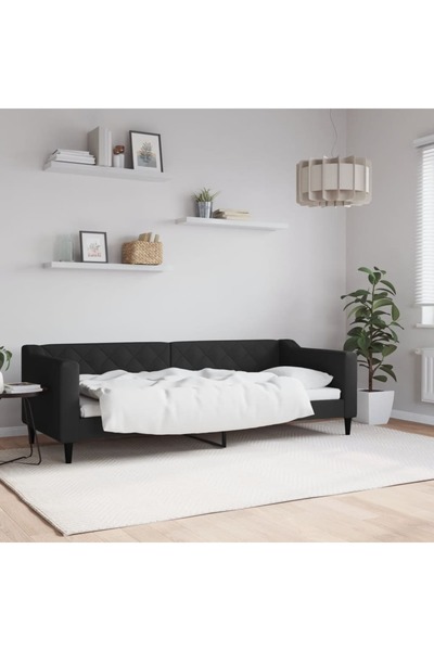 Concept Pat de zi, negru, 80x200 cm, material textil