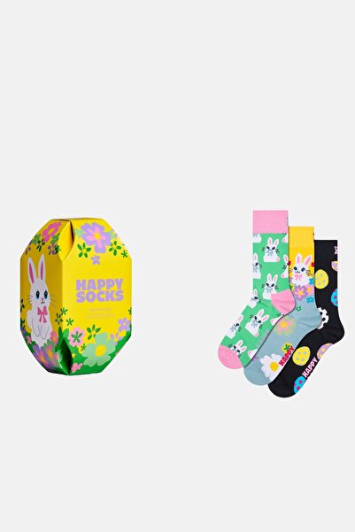 Happy Socks - طقم جوارب متعدد الألوان من تافزان منقوش مكون من 3 قطع و قطن جوارب