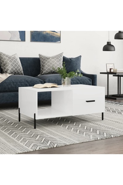 Concept Masă de cafea, alb lucios, 90x50x40 cm, lemn compozit